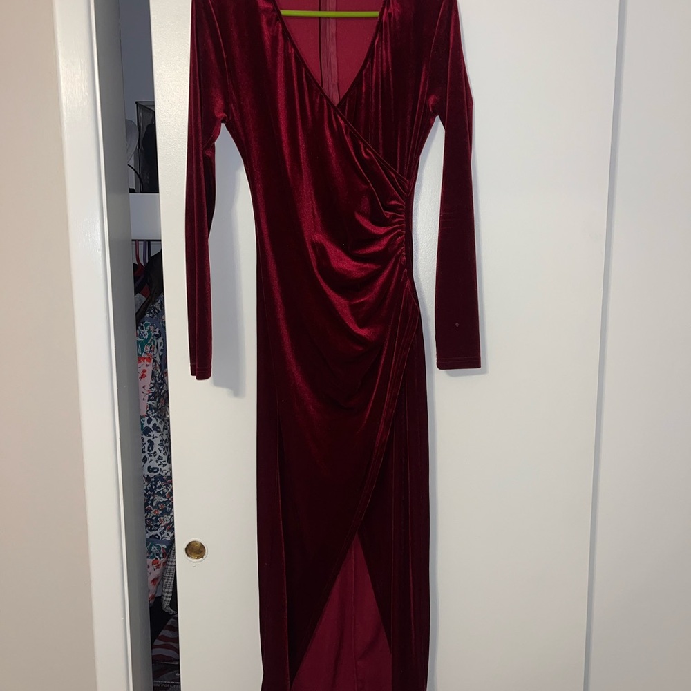 Amazon Deep Red Long Sleeve Dress